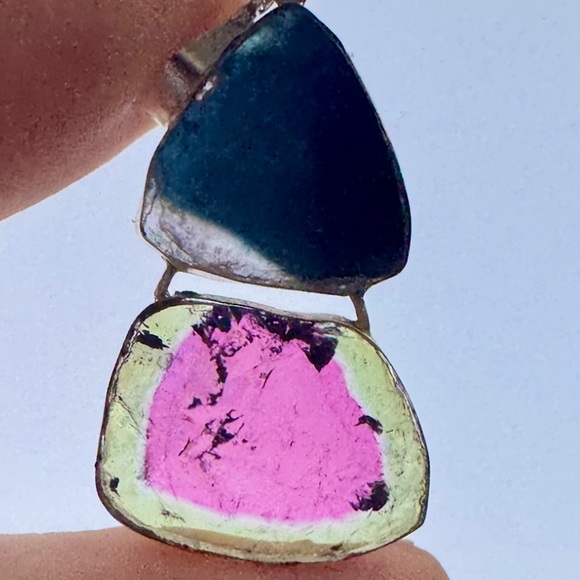 19.55CTW HUGE! NON HEATED genuine watermelon tourmaline pendant- send me offers - Picture 1 of 15